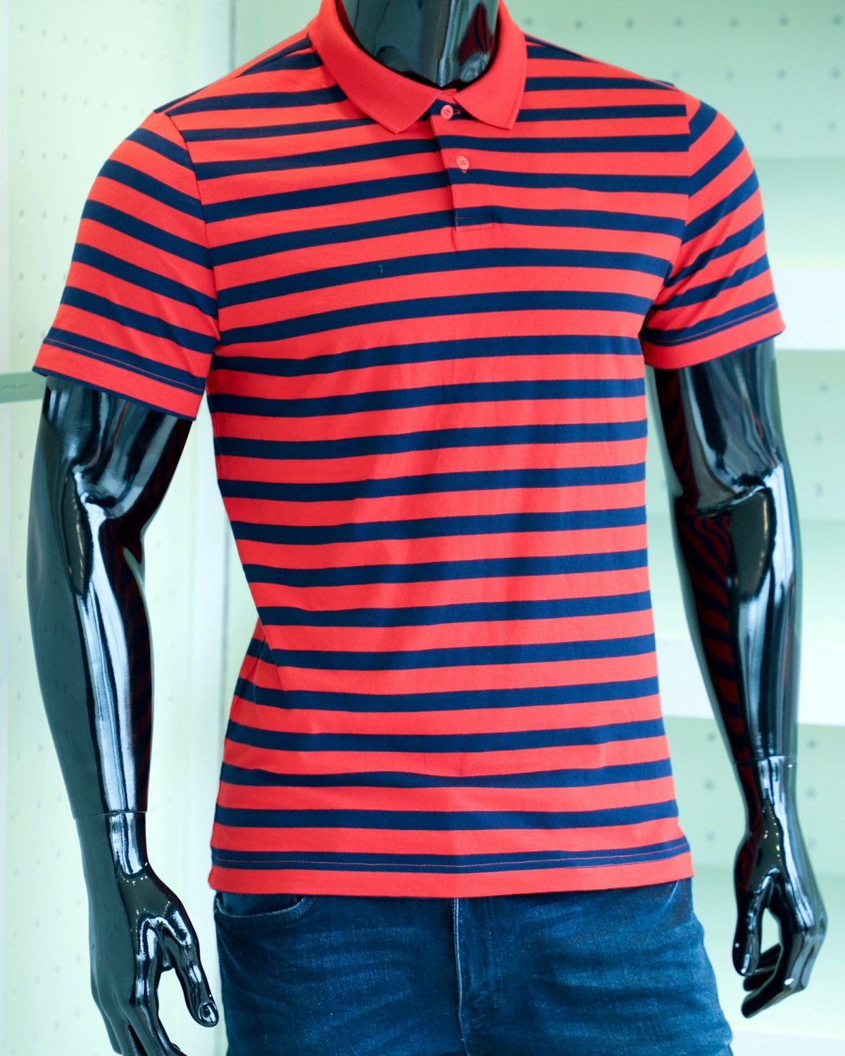 Tommy Hilfiger polo me vija kuq-blu Y2K