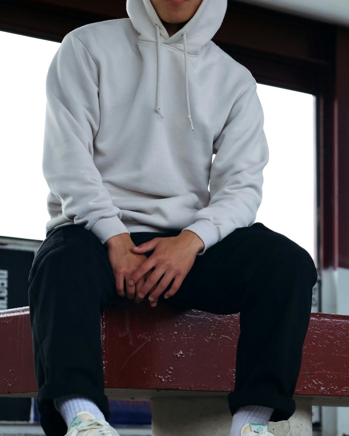 Champion Reverse Weave hoodie gri 90s